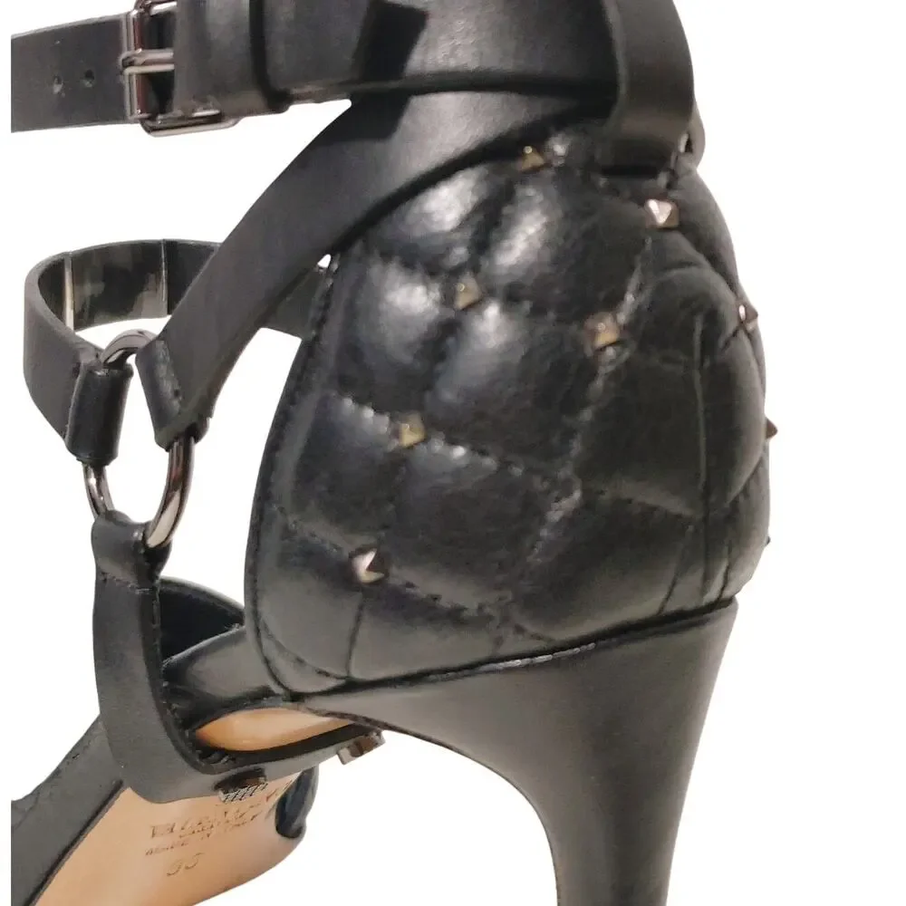 Valentino Garavani Rockstud Accent Leather Heels Black Womens Size US 6 EU 36